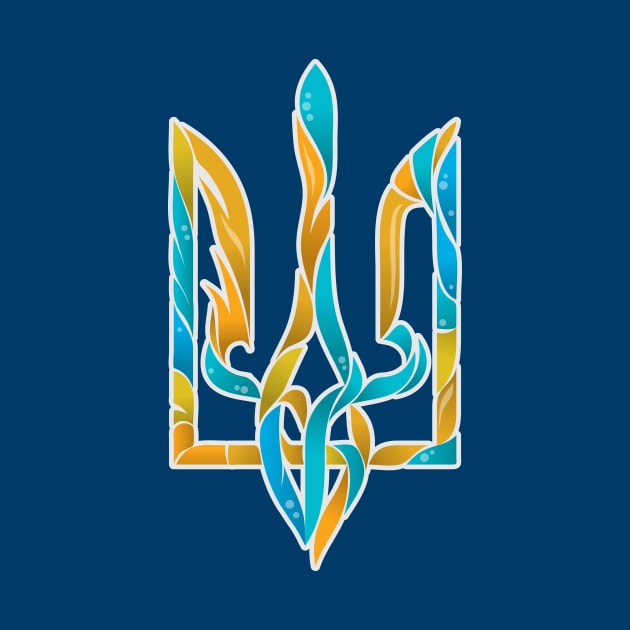 Blue and yellow Ukrainian Trident by goldengallery