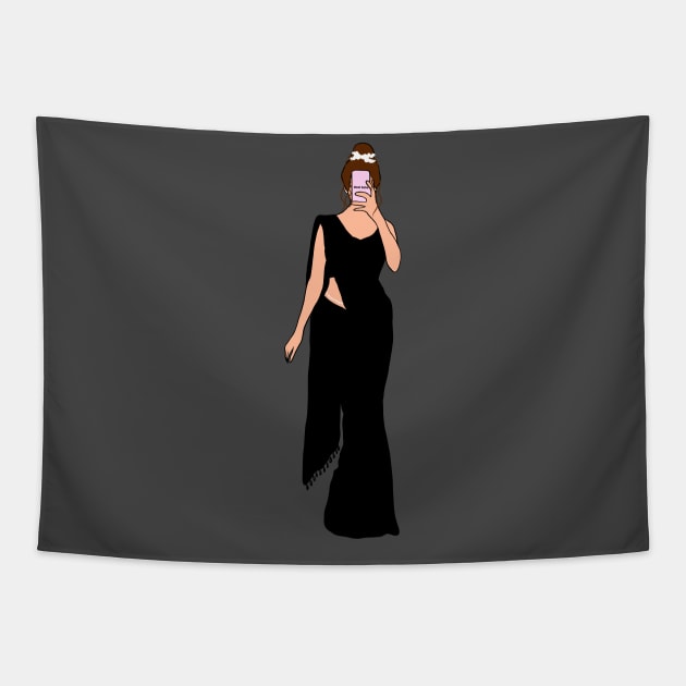 Black saree girl Tapestry by Mermaidssparkle