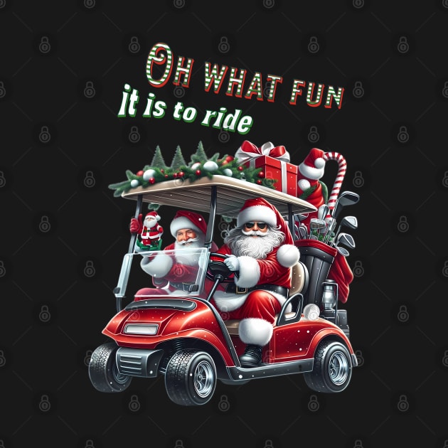 Christmas Santa Golf Cart by BrisaArtPrints