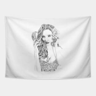 Medusa pin up babe ink drawing Tapestry