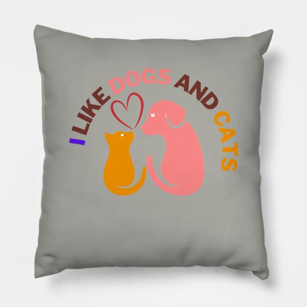 I like dogs and cats Pillow by s-ch10