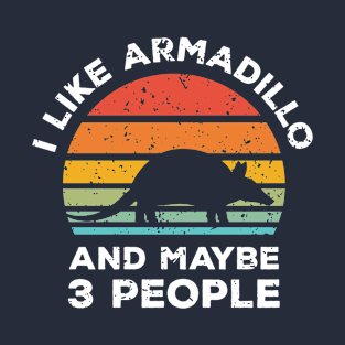 I Like Armadillo and Maybe 3 People, Retro Vintage Sunset with Style Old Grainy Grunge Texture T-Shirt