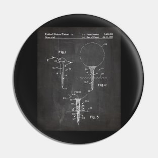 Golf Tee Patent - Golfing Fan Golfer Gift Art - Black Chalkboard Pin