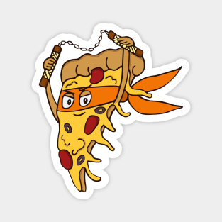 Orange Ninja Pizza Magnet