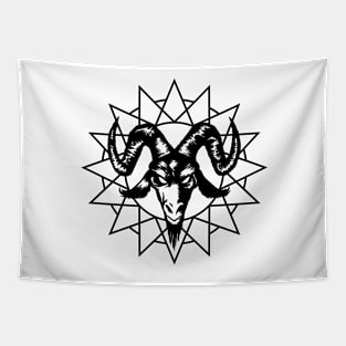 Satanic Goat Head with Chaos Star 1.2 (black) Tapestry