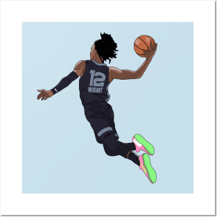 Memphis Grizzlies #12 Jamel Ja Morant Blue Jersey Art Wall Poster - POSTER  20x30