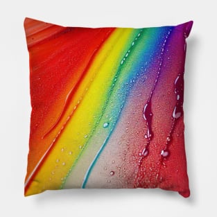 Liquid Colors Flowing Infinitely - Heavy Texture Swirling Thick Wet Paint - Abstract Inspirational Rainbow Drips Pillow