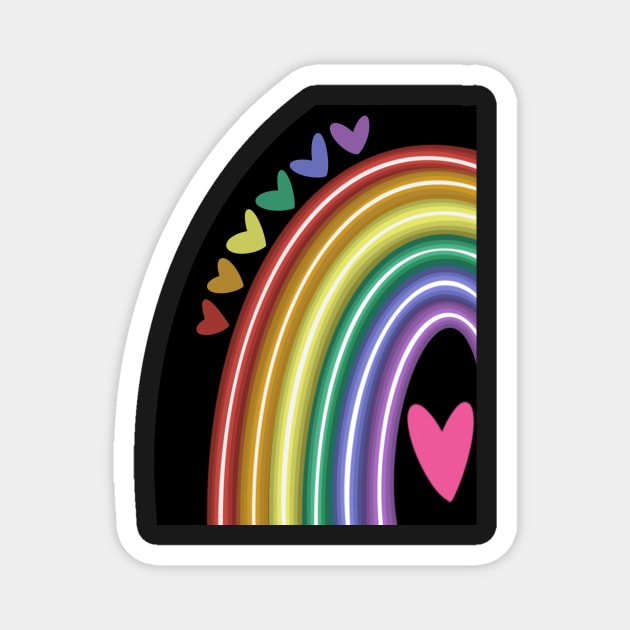 Rainbow neon hearts Magnet by kymbohcreates