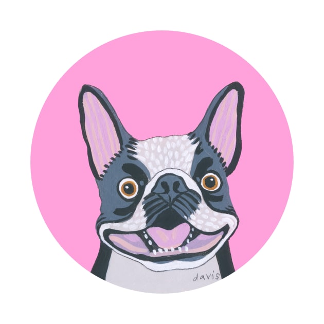 Smiling Boston Terrier Dog by jenniferdavisart