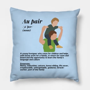 Au pair definition male blue Pillow