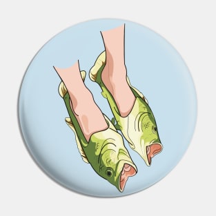 Wearing some fish shaped shoes Pin