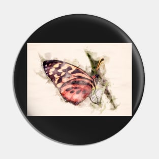 Butterfly on a Leaf in Watercolor Pin