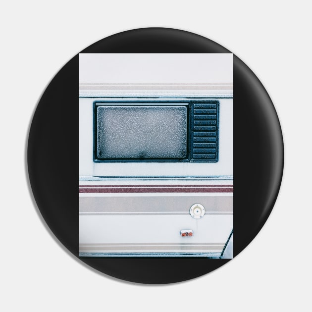 Frost-Covered Camper Van Window Pin by visualspectrum