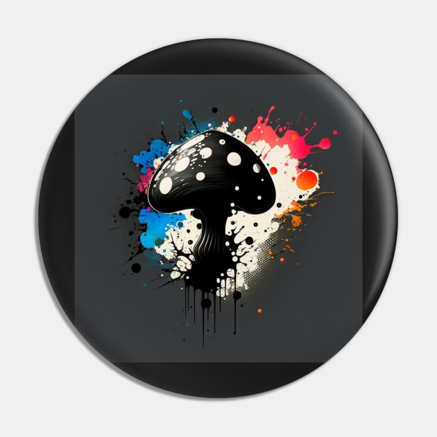 Cosmic Mushroom Two Splatter Paint Pin by TheArtfulAllie