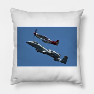 P-51 Mustang P-40 Warhawk and A-10 Warthog Heritage Flight 2 Pillow