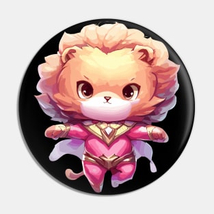 Superhero pink lion cat Pin