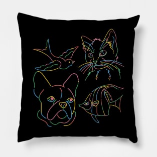 Dogs Cats Fishs And Birds Pillow