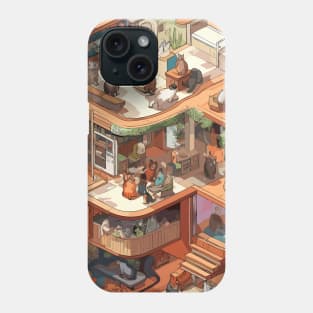 Isometric cat coffee Phone Case