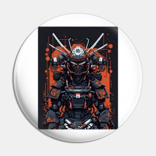 robot ninja streetwear t-shirt design Pin