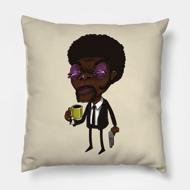 Samuel Jackson before Coffee Pillow by idrawcartoons