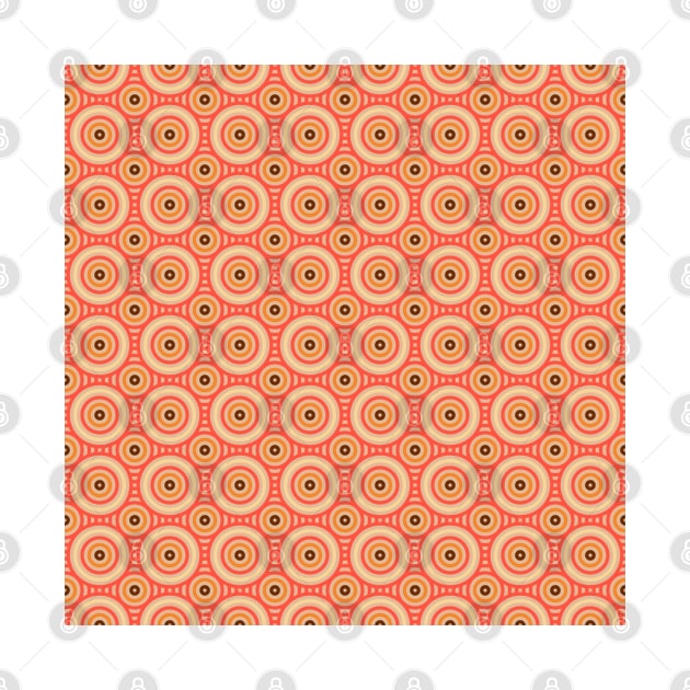 70s Retro Circular Geometric Pattern. Brown, Mustard, Pink. by seanfleming