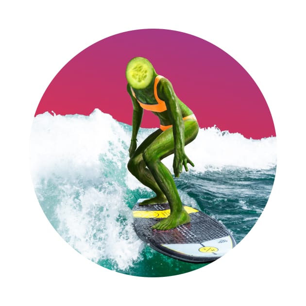 Surfing Cucumber (Round) by PlanetWhatIf