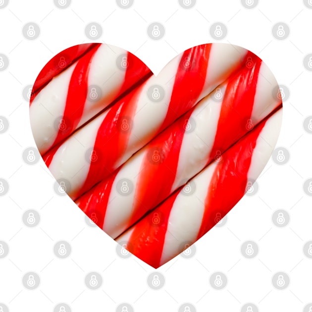 Red and White Candy Cane Christmas Candy Holiday Heart by love-fi