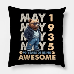90th Birthday Bear Legends May 1935 90 Years Old For Mens Pillow