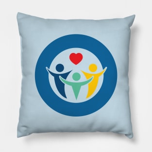 One By One Foundation blue circle logo Pillow