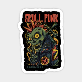 skull punk cartoon funny illustration Magnet