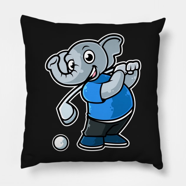 Elephant Golf Player Golfer Golfing Funny Kids Boys design Pillow by theodoros20