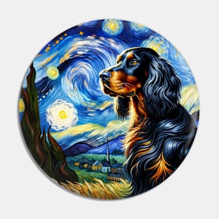 Starry Gordon Setter Dog Portrait - Pet Portrait Pin