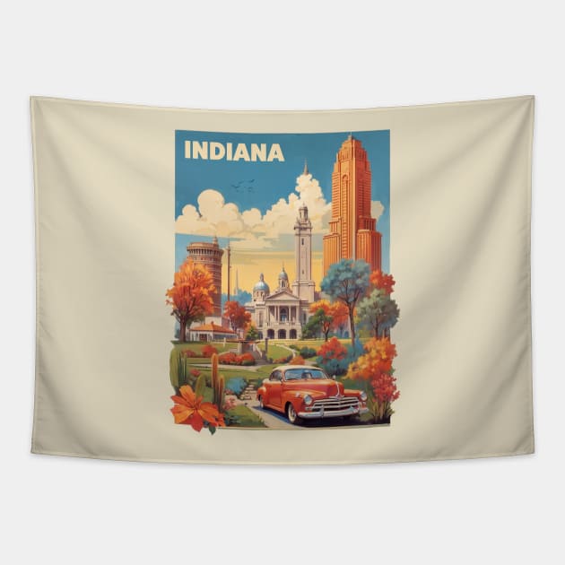 Indiana Vintage Design Tapestry by huefinder