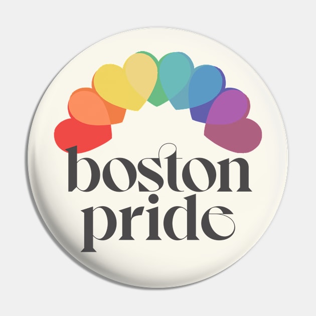 Boston Pride / / Typographic Rainbow Heart Design Pin by DankFutura