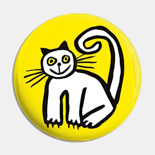 Happy Cat in Yellow Pin