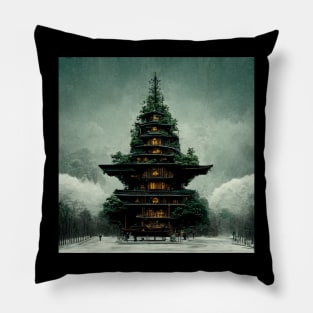 Mountain Pagoda Sharp - Fantasy Scapes Pillow