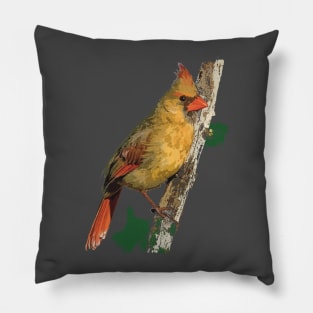 Female Northern Cardinal or Redbird Pillow