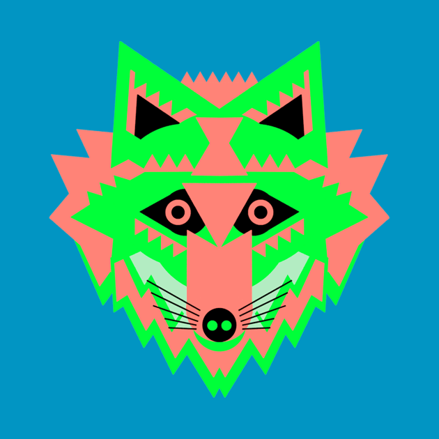 Neon Green Fox Face by AnimalMagic