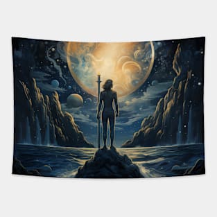 Aquarius Sea Bearer Star Sign Zodiac Themed Woman Tapestry