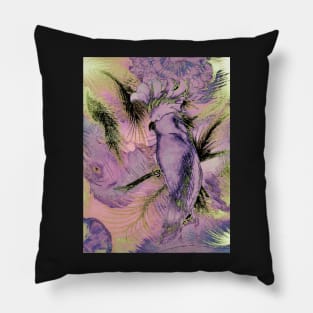 PURPLE LILAC LAVENDER TROPICAL ABSTRACT COCKATOO PARROT EXOTIC POSTER ART PRINT DECO Pillow