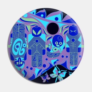 blue maya alien in soccer pattern ecopop Pin