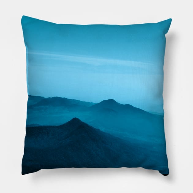 Blue Mountains blue sky Pillow by souw83