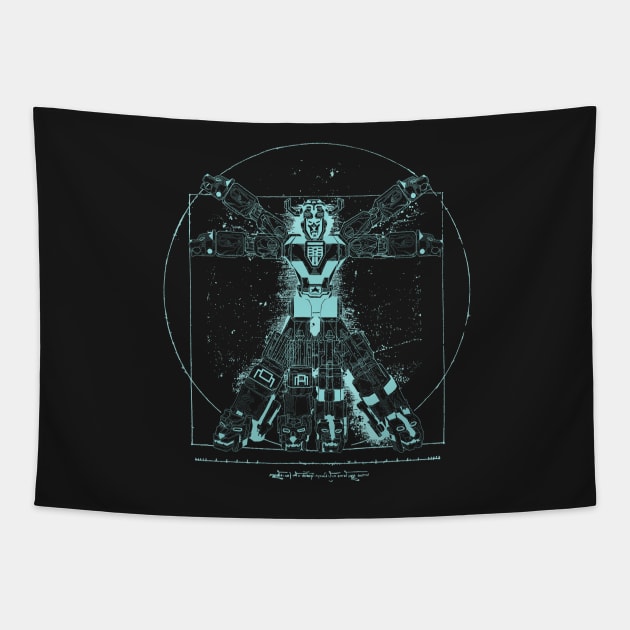 Voltruvian Man (Blue) Tapestry by Lmann17