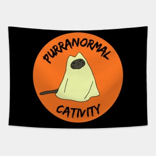 Halloween Puuranormal Cativity Ghost Cat Tapestry
