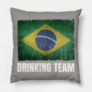Brazilian Drinking Team Graphic for Men Women Funny Brazil Flag Pillow