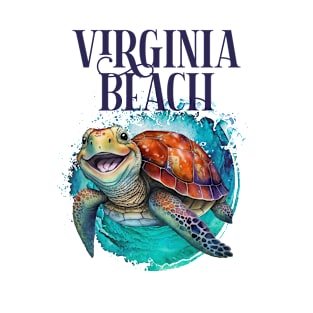 Virginia Beach Watercolor Happy Sea Turtle T-Shirt