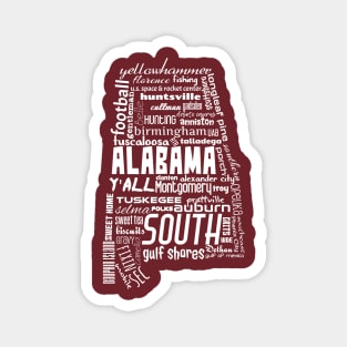 Alabama State Pride Word Cloud - White Magnet