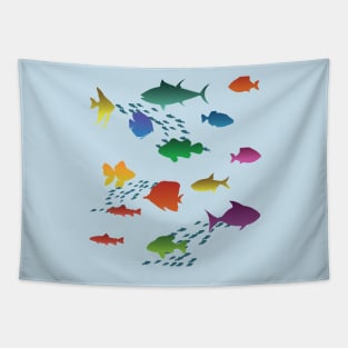 Colorful Group of Fish Underwater Tapestry