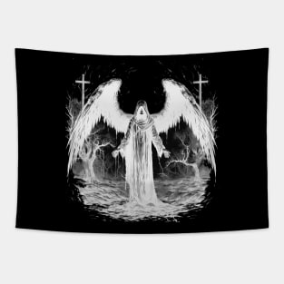 Angel of Death, Alternative Gothic Black and White Tapestry