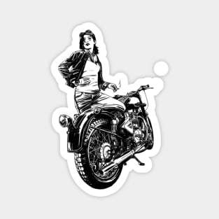 Girl with a motorcycle Magnet